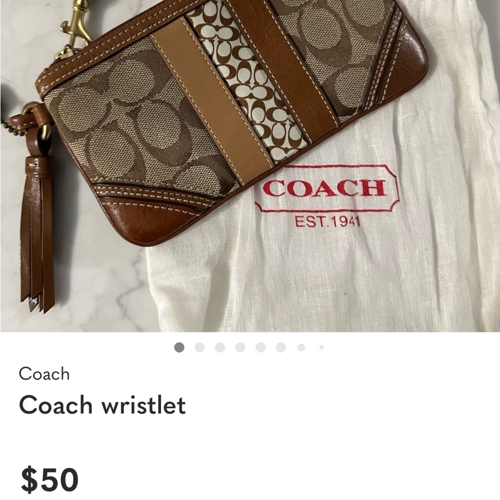 Coach Signature Brown and Tan Wristlet - Picture 9 of 9
